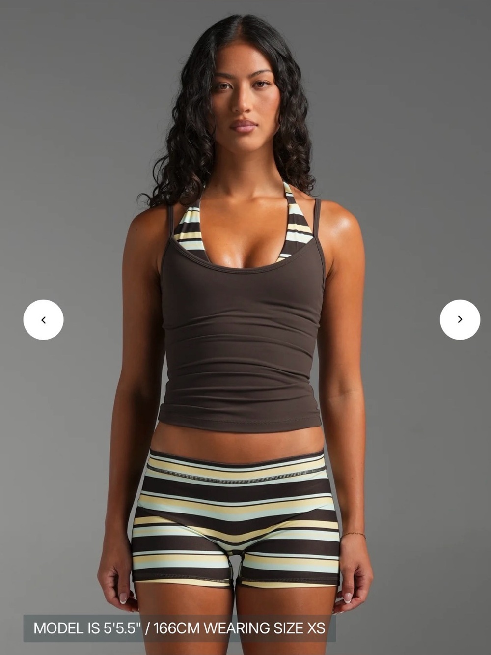 SWT Active Women’s Striped Athletic Shorts - Brown/Yellow/Cream